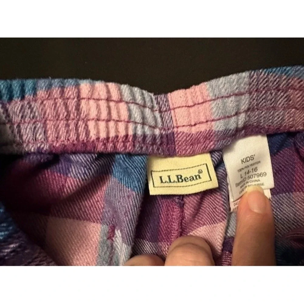 LL Bean kids pajama pants, size 14/16, pastel plaid design